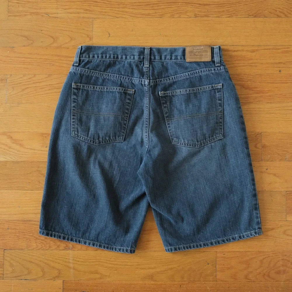 Tommy Hilfiger Denim Shorts Mens Blue Relaxed Vintage Streetwear 32 Baggy